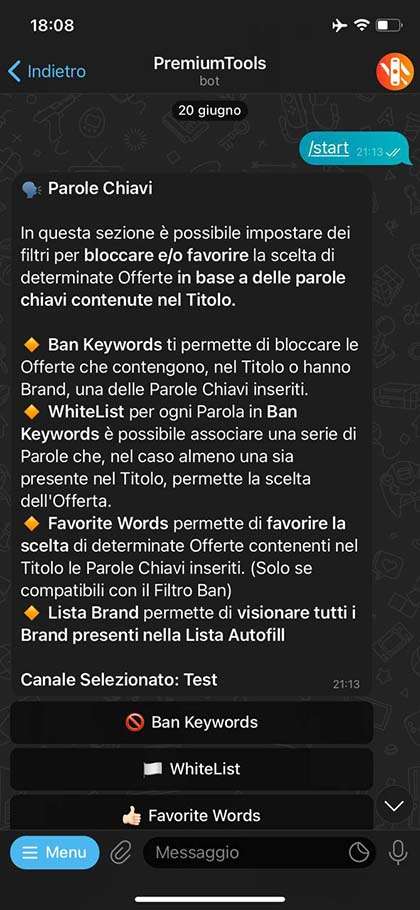 Sezione parole chiavi Funzionalità che permette di bloccare o favorire le offerte che hanno delle parole chiavi nel titolo