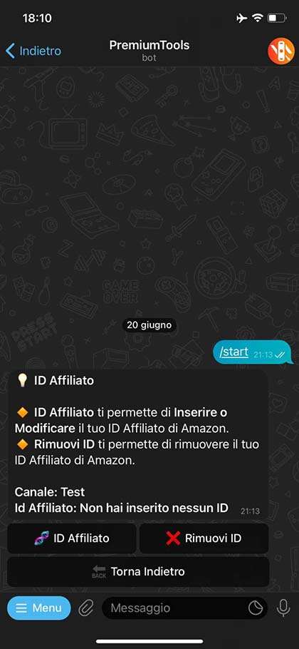 Sezione affiliazione Amazon Aggiungi il tuo ID affiliato Amazon