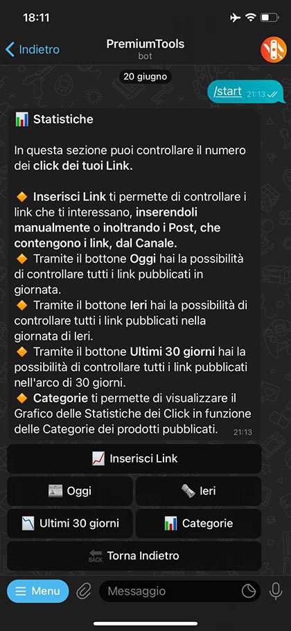 Sezione Statistiche dei click Controlla l'andamento dei click delle offerte pubblicate