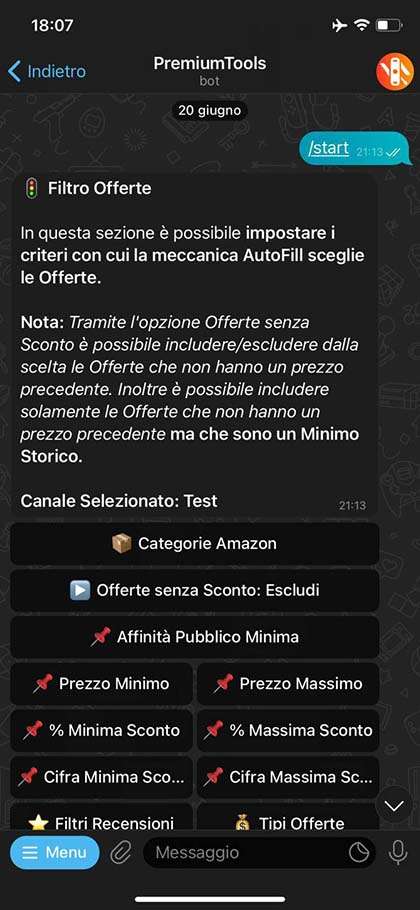 Sezione filtro offerte Funzionalità che permette di impostare i criteri di scelta automatica delle offerte