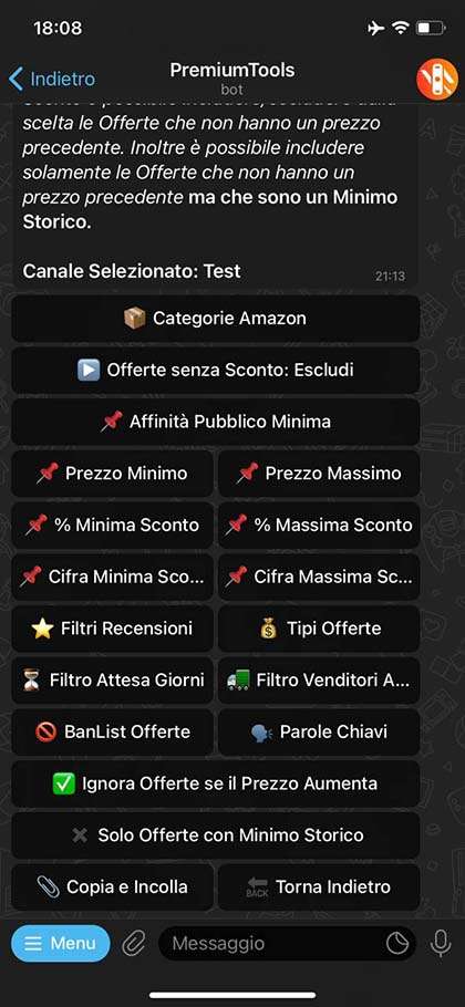 Elenco criteri di scelta per il filtro offerte Elenco dei criteri di scelta del filtro offerte
